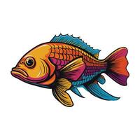vibrante cores pop Estilo de arte negrito peixe ilustração vetor