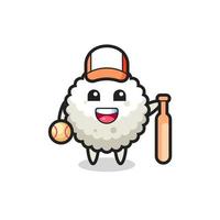 personagem de desenho animado da bola de arroz como um jogador de beisebol vetor