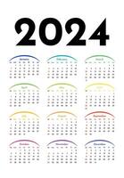 calendário para 2024 isolado em uma branco fundo vetor