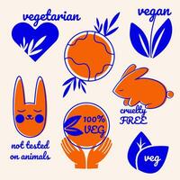 conjunto do vegano ícones. biografia, ecologia, orgânico logotipos vetor