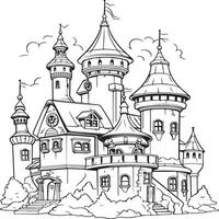 fada contos castelo coloração página vetor