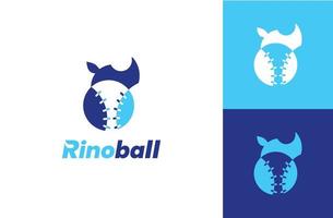 conceito de design de vetor de design de logotipo de bola de rinoceronte