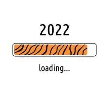 barra de carregamento 2022. progresso do boot no ano novo 2022. design de listras de tigre. vetor. contagem regressiva de festa para site, pôster ou banner vetor