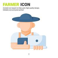 vetor de ícone de agricultor com estilo de cor plana isolado