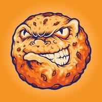 Biscuit chocolate logo ilustrações de Angry Cookies mascote vetor