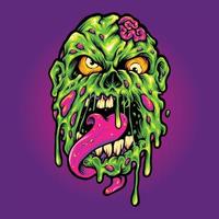 Ilustrações de desenho animado de terror com cabeça de zumbi vetor