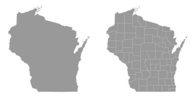 Wisconsin Estado cinzento mapas. vetor ilustração.