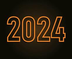 2024 feliz Novo ano abstrato laranja gráfico Projeto vetor logotipo símbolo ilustração com Castanho fundo