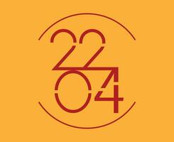 2024 feliz Novo ano abstrato vermelho gráfico Projeto vetor logotipo símbolo ilustração com laranja fundo