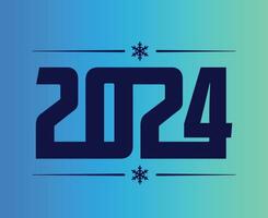 2024 feliz Novo ano abstrato azul gráfico Projeto vetor logotipo símbolo ilustração com ciano fundo