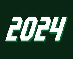 2024 feliz Novo ano abstrato branco gráfico Projeto vetor logotipo símbolo ilustração com verde fundo