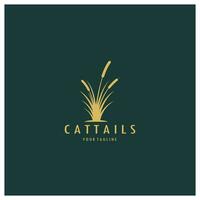 cattails ou rio cana Relva plantar logotipo projeto, aquático plantas, pântano, selvagem Relva vetor