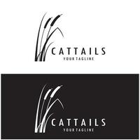 cattails ou rio cana Relva plantar logotipo projeto, aquático plantas, pântano, selvagem Relva vetor