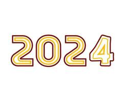 feliz Novo ano 2024 feriado abstrato marrom e amarelo gráfico Projeto vetor logotipo símbolo ilustração