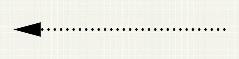 uma fino em linha reta Preto seta apontando para a esquerda. uma minimalista ponteiro fez do pontos em a fundo do uma caderno folha. vetor