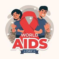 dia mundial da aids pessoas com fita vetor