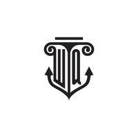 wq pilar e âncora oceano inicial logotipo conceito vetor