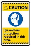 sinal de cautela proteção ocular e auditiva necessária nesta área vetor