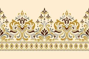 ikat floral paisley bordado em creme plano de fundo.ikat étnico oriental padronizar tradicional.asteca estilo abstrato vetor ilustração.design para textura,tecido,vestuário,embrulho,decoração,canga,cachecol