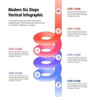 moderno seis passos vertical infográfico vetor