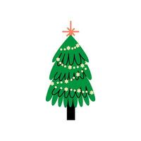 vetor decorado Novo ano árvore moderno desenho animado Natal abeto com natal Novo ano decorações, ilustração