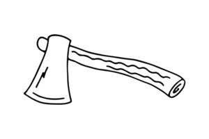 um ícone de mão desenhada de doodle editável de machado. um machado para camping, caminhadas, ilustração de turismo local vetor