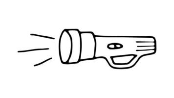 rabisco elétrico lanterna. editável mão desenho, contorno esboço ícone para caminhada, acampamento, local turismo vetor