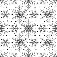 padrão sem emenda com flocos de neve pretos sobre fundo branco. decoração tradicional festiva de inverno para o ano novo, natal, feriados e design. ornamento de linha simples repetir flocos de neve vetor