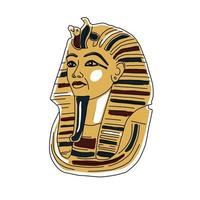 ícone de máscara de faraó dourado egípcio isolado de forma plana vetor