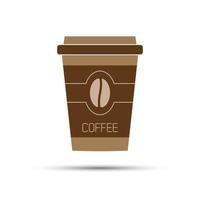 xícara de café de ícone simples de papel com grão de café, ilustração vetorial vetor