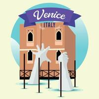 mãos segurando uma Veneza construção viagem para Itália vetor ilustração