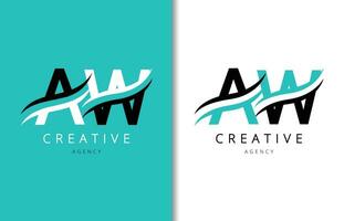 aw carta logotipo Projeto com fundo e criativo companhia logotipo. moderno letras moda Projeto. vetor ilustração