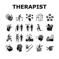 ocupacional terapeuta saúde ícones conjunto vetor
