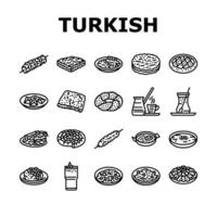 turco cozinha Comida refeição ícones conjunto vetor