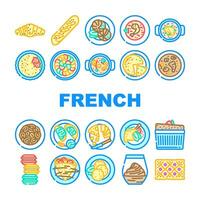 francês cozinha Comida refeição ícones conjunto vetor