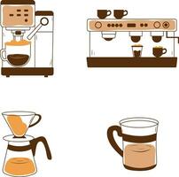 café fazer equipamento com desatado Projeto. isolado em branco fundo. vetor ilustração definir.