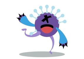personagem de bactérias roxas fofas em execução. micróbios dos desenhos animados. vetor