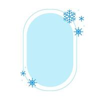 Natal inverno linear azul oval quadro, Armação com floco de neve vetor