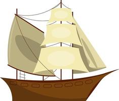 velhos navios à vela de madeira. navio à vela. estilo simples de desenho vetorial vetor