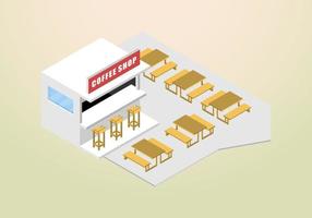 desenho isométrico de cafeteria ou modelo de vetor de cafeteria