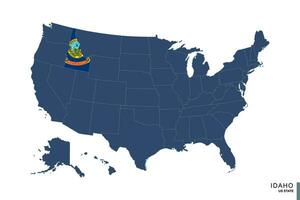Estado do idaho em azul mapa do Unidos estados do América. bandeira e mapa do idaho. vetor