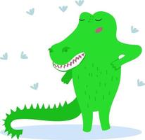 ilustração vetorial com animais fofos. crocodilo desenhado à mão fofo vetor