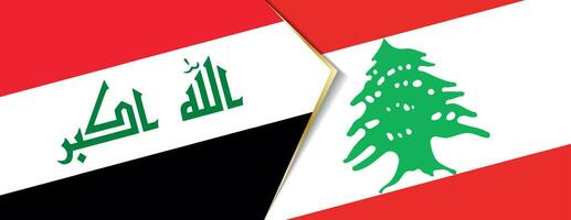 Iraque e Líbano bandeiras, dois vetor bandeiras.
