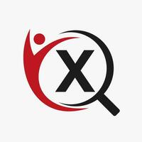 carta x procurar e saúde logotipo Projeto. comunidade localizador logotipo símbolo vetor