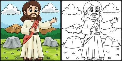 cristão Jesus pregação coloração ilustração vetor