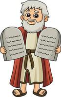Moisés com a dez mandamentos desenho animado clipart vetor