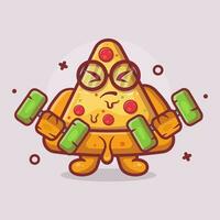 fofa pizza personagem mascote fazendo musculação usando haltere isolado desenho animado dentro plano estilo Projeto vetor