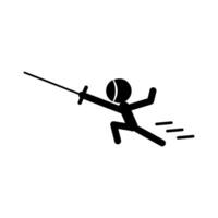 atacante esgrima atleta silhueta ícone. vetor. vetor
