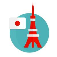moderno japonês bandeira e Tóquio torre ícone. vetor. vetor
