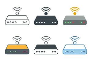Wi-fi roteador ícone coleção com diferente estilos. roteador ícone símbolo vetor ilustração isolado em branco fundo